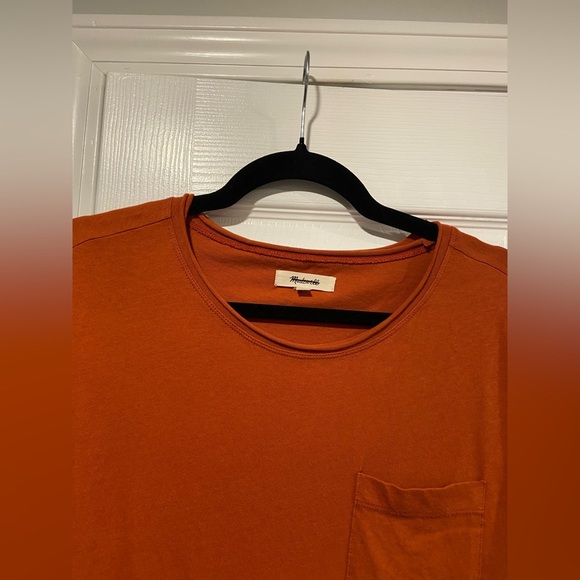 NWOT Madewell Size XXS Burnt Orange Short Sleeve Crew Split Hem Pocket Tee Shirt - Picture 5 of 11